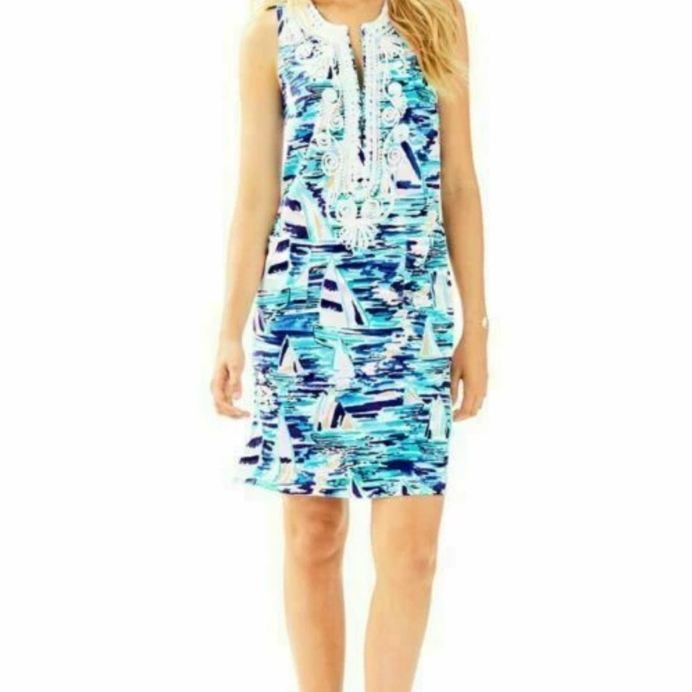 Lilly Pulitzer Blue Patterned Women's Swim Dress 6 - Picture 5 of 9